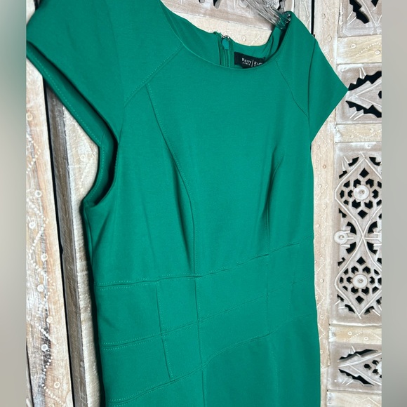 WHBM White House Black Market Green Cap Sleeve Cocktail Professional Dress 4 - Picture 3 of 4
